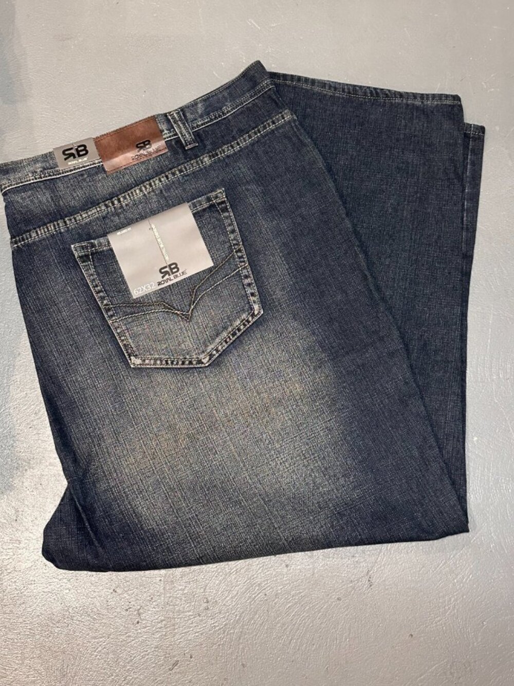 Royal Blue Brand Denim Jeans Men 62 x 32 Relaxed Big & Tall Blue Wash